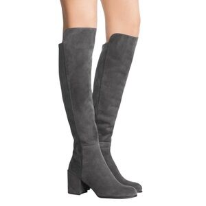 Stuart Weitzman Alljack Over The Knee Boots Slate Gray Suede Sz 7.5M